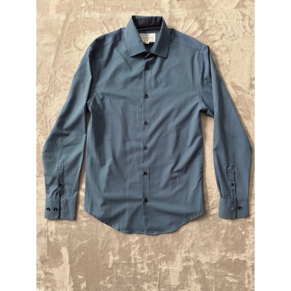 Con Struct Other - CON.STRUCT Slim Fit Stretch Button Down Shirt Men Small Blue Geometric